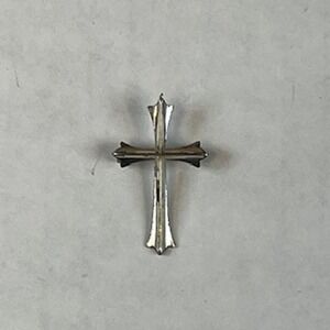 Vintage Silver Tone Cross Pin Brooch Small Religious Christian Lapel Pin 1 Inch